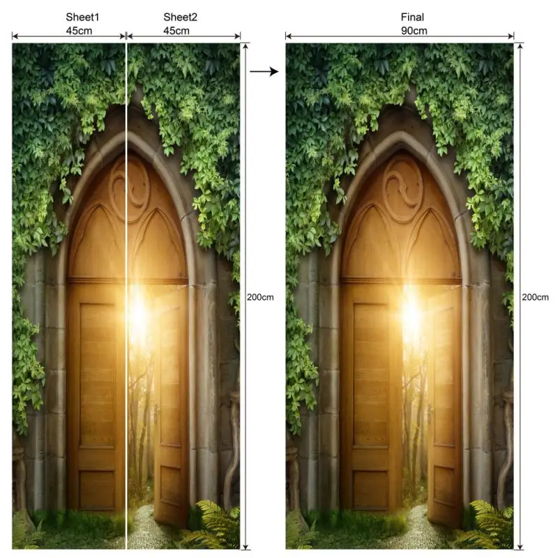 Pegatinas de puerta 3D Mural de pared autoadhesivo extraíble vinilo DIY calcomanías para decoración de la puerta del hogar