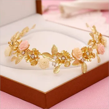 

CC&BYX Hair Jewelry Adjustable Shine Gold Leaves Tiaras For Women Hair Band Wedding Party Hair Accessories Bride Gifts 4644