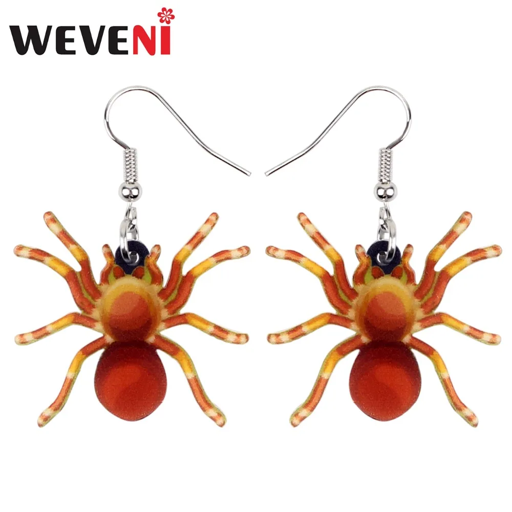 

WEVENI Dropship Acrylic Halloween Cartoon Spider Earrings Drop Dangle Big Long Punk Animal Jewelry For Women Girls Gift Brincos