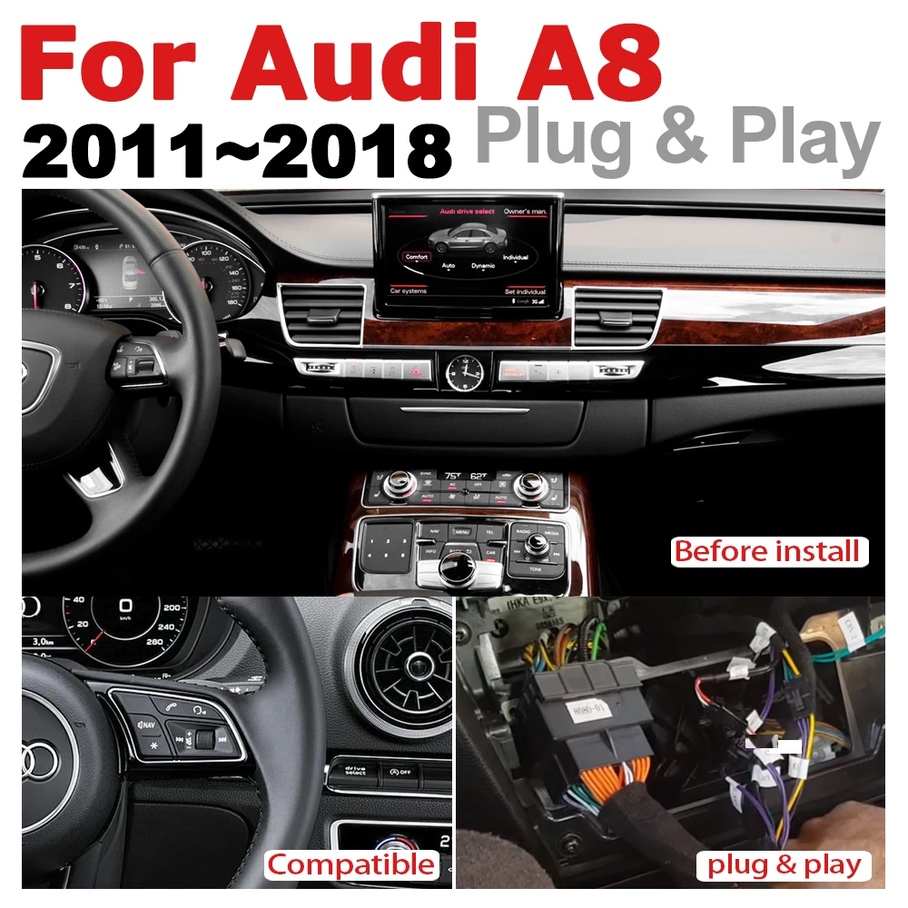 Excellent 8 inch Andrid 7.0 up Car Multimedia Player For Audi A8 4H 2011~2018 MMI radio gps Navi Map WiFi original style Bletooth 3