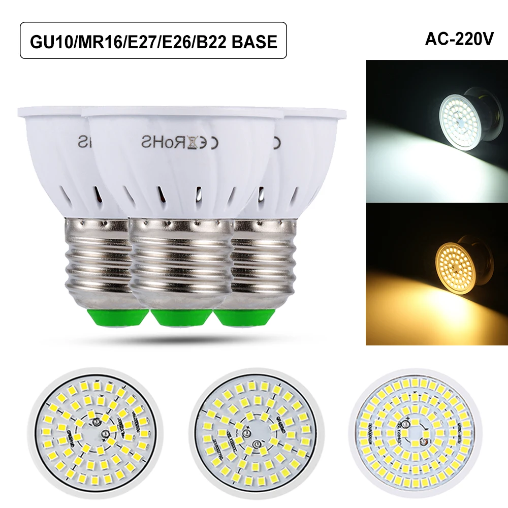 

LED Spot light Bulb GU10/MR16/B22/E14/E27 220V 5W/7W/9W LED Corn Lamp SMD 2835 Spot Light 230V 240V Energy Saving Bombillas