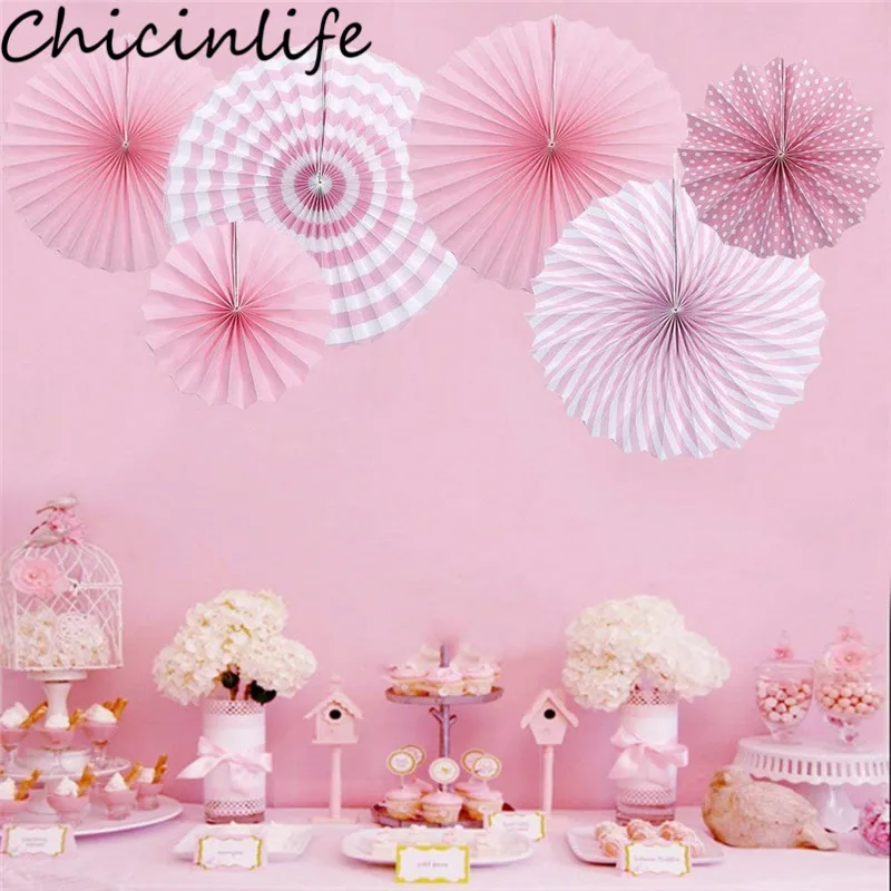 

Chicinlife 6Pcs Craft DIY Tissue Paper Fans Small Flowers Pompom Balls Round Lanterns Hanging Birthday Wedding Party Supplies