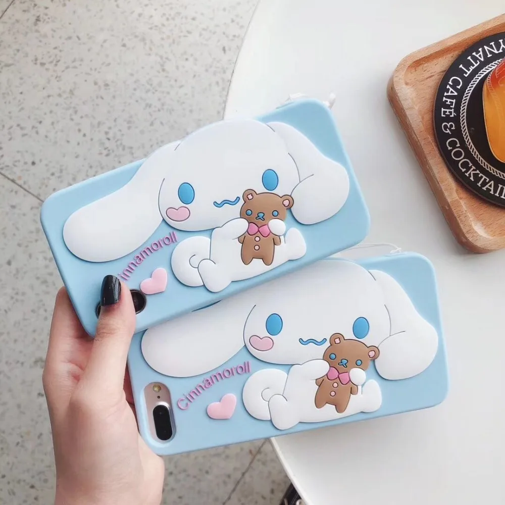 

Cartoon cute 3D big ear dog holding bear high quality silicone soft cover case for iphone MAX XS XR 6 7 8 plus X phone cases