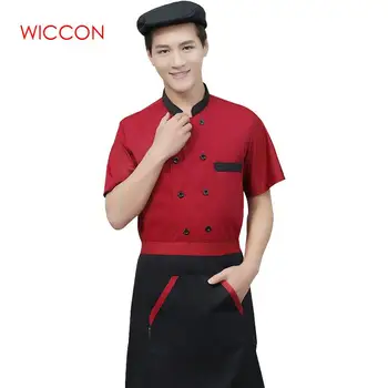 

Men Short Sleeves Breathable Mesh Patchwork Chef Food Service Cuisine Cook Workwear T-shirt Kitchen Work Uniforms Aprons M-3XL