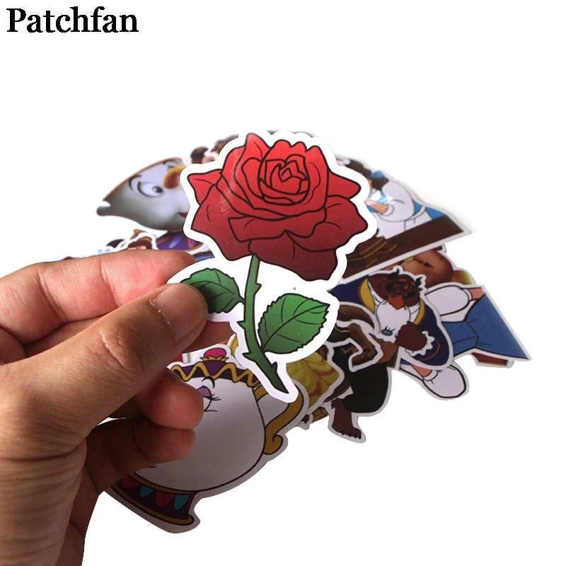 12 компл./лот Patchfan 18 шт./компл. Красавица и Чудовище мультфильм наклейки для скрапбукинга DIY ноутбук скейтборд мотоцикл значки A2016