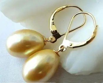 

2019 NEW HOT SELL Huge AAAA+ 11-13mm GOLDEN South Sea Pearl Gold Earrings