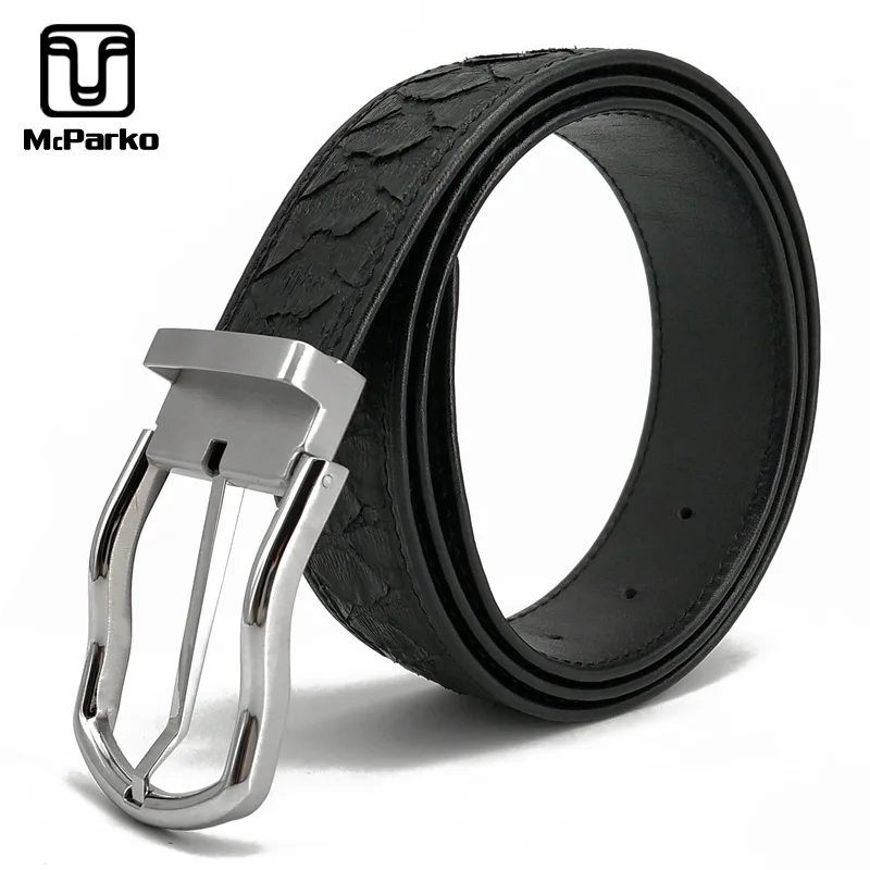 

McParko Snake Belt Men Genuine Leather Snakeskin Waist Belt For Men Luxury Brand High Quality Python Belt Straps Male Pin Buckle