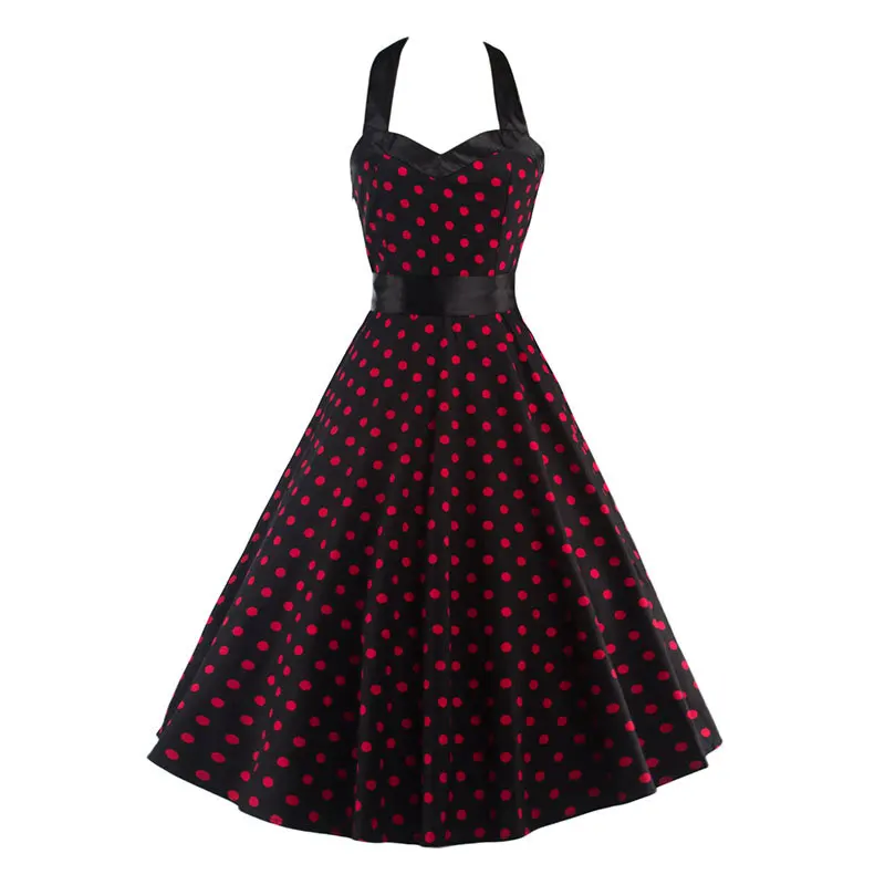 Women Dress Plus Size Summer Clothing 2017 Retro Swing Short Gown robe Pin up Dot Vintage 60s 50s Rockabilly Dresses
