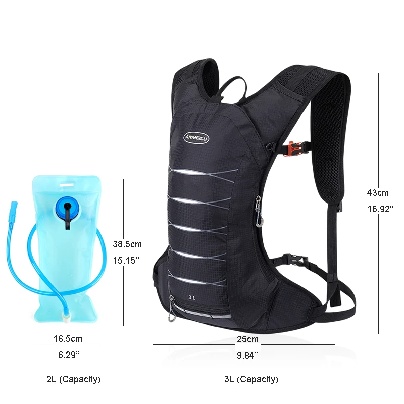 Легкий гидратационный рюкзак для велосипеда 3л, водонепроницаемый спортивный рюкзак для бега, марафона, велосипедного рюкзака, без сумки для воды