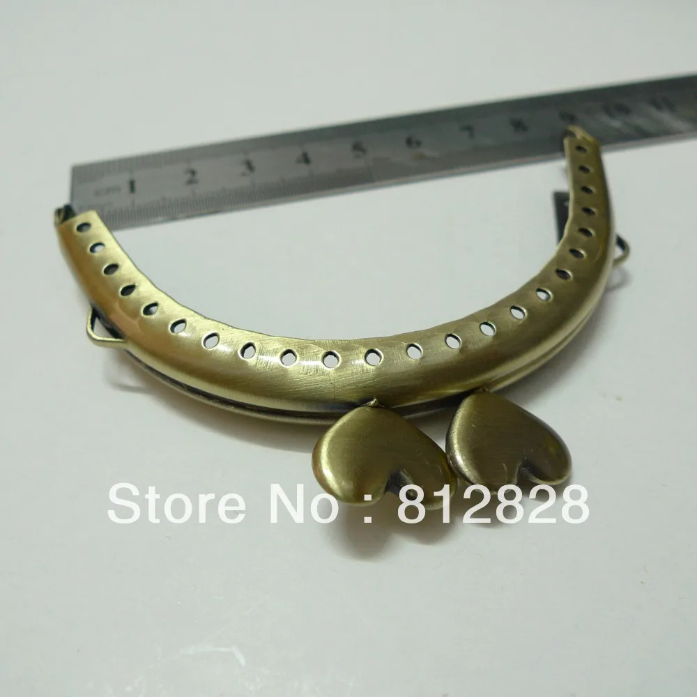 5pcs 8.5cm Half Round Antique Bronze Coin Purse Frame Love Shape Handle with Sewing Holeshandle