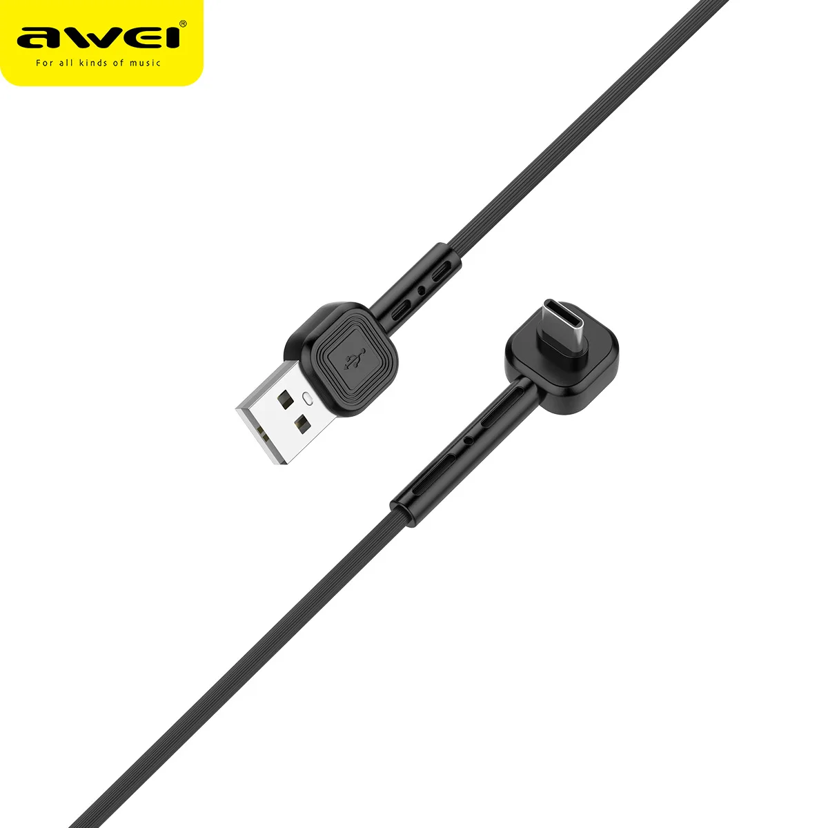AWEI CL-66 جديد نوع-C الهاتف المحمول USB كابل بيانات الحق زاوية 90 درجة بيند لعبة كبل شحن الهاتف المحمول AWEI CL-66 جديد نوع-C الهاتف المحمول USB كابل بيانات الحق زاوية 90 درجة بيند لعبة كبل شحن الهاتف المحمول