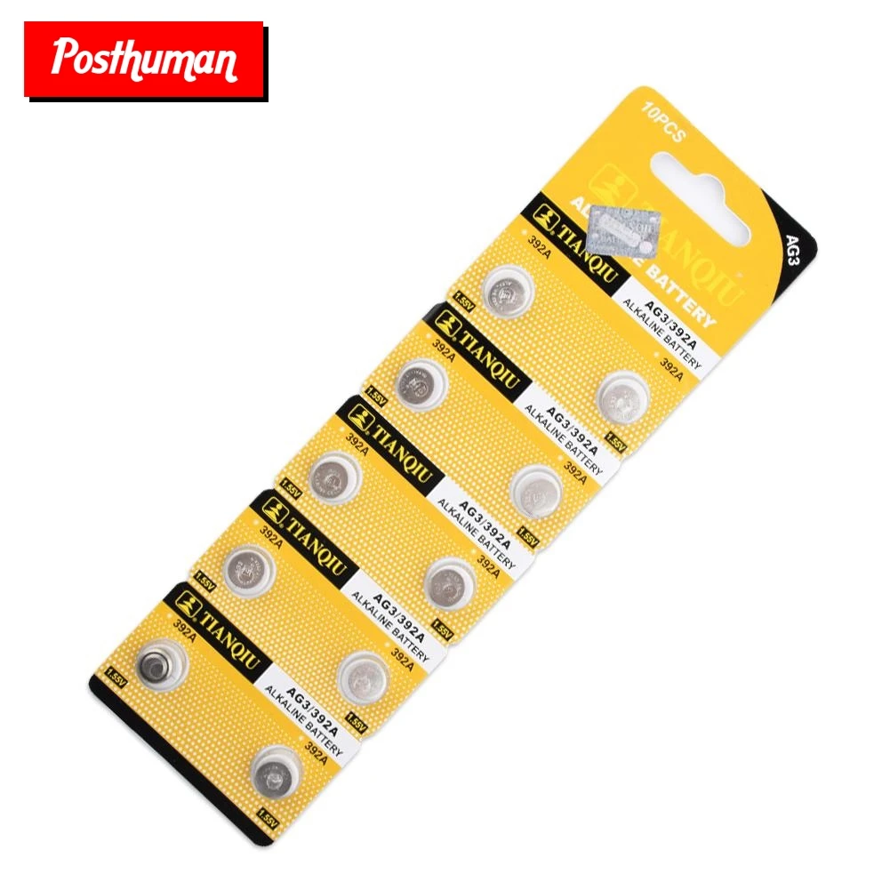 POSTHUMAN Cheap lr41 battery 10x LR41 AG3 392A SR41SW 384 LR736 V3GA 192 1.55V Cell Battery Watch Button Coin pile pilas boton