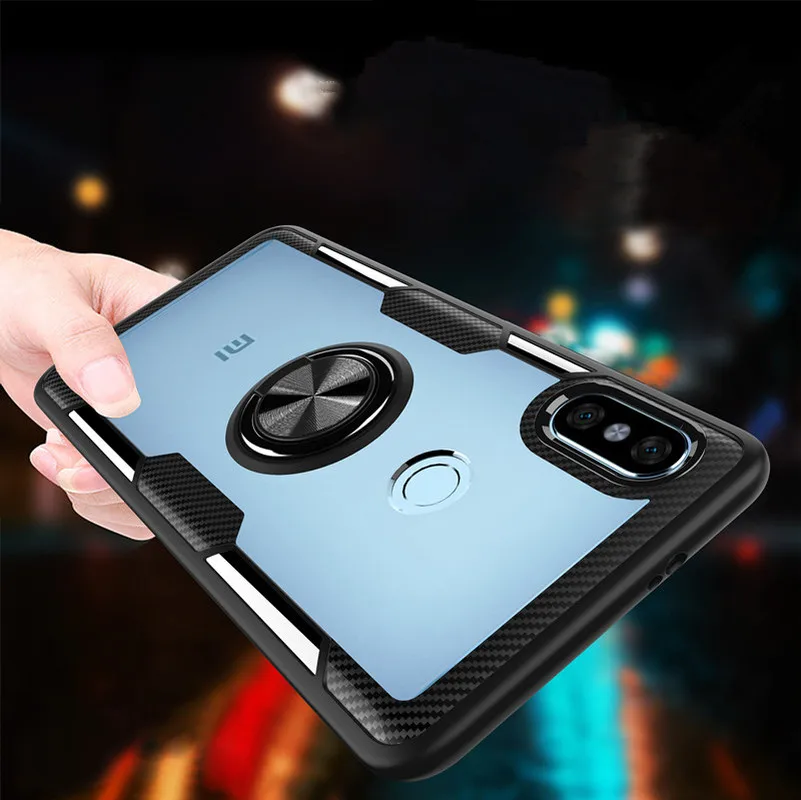 

Case Cover for Xiaomi Red Mi Note 5 Magnetic Car Holder Stand Finger Ring Clear TPU Back Cover for Redmi Note 5 Case