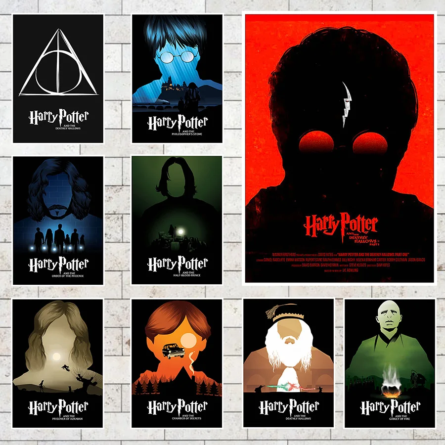 Clear Image Новый Гарри Поттер фильм серии покрытием плакаты живопись дома номер Декор стен наклейки украшения
