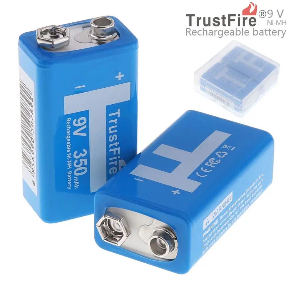 Achat TrustFire 2 pièces 9 V 350 mAh Mi MH batterie rechargeable NiMH 9 V Batterie avec boîte de rangement
