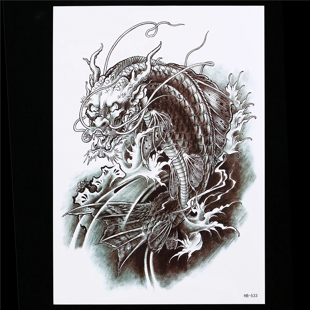 1pc 3D Tattoo Sticker Temporary Paste Paper Decal HB533 Cool Women Men Chinese Dragon Wave Body Art Tattoo Water Transfer Design body-wave : image 1pc 3D Tattoo Sticker Temporary Paste Paper Decal HB533 Cool Women Men Chinese Dragon Wave Body Art Tattoo Water Transfer Design body-wave