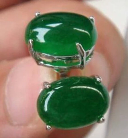 

ry00597 Genuine Natural 14X18MM Green Earring AAA