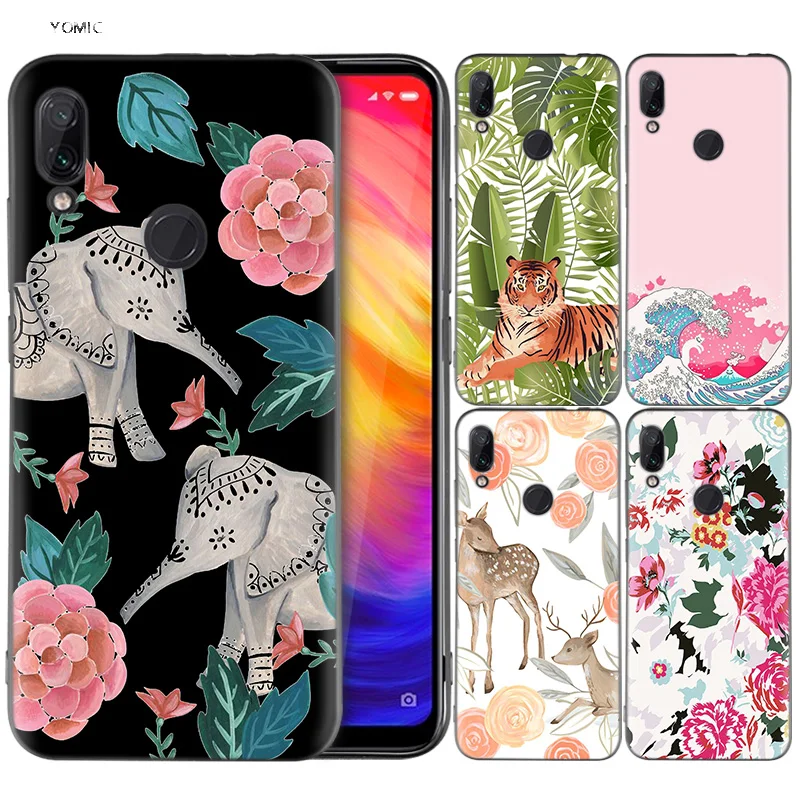 

Silicone Coque Case for Xiaomi Redmi Note 7 6 5 Pro Mi A1 A2 8 Lite 9 GO Poco F1 S2 4 4X Plus Animal Flowers Floral Elephant