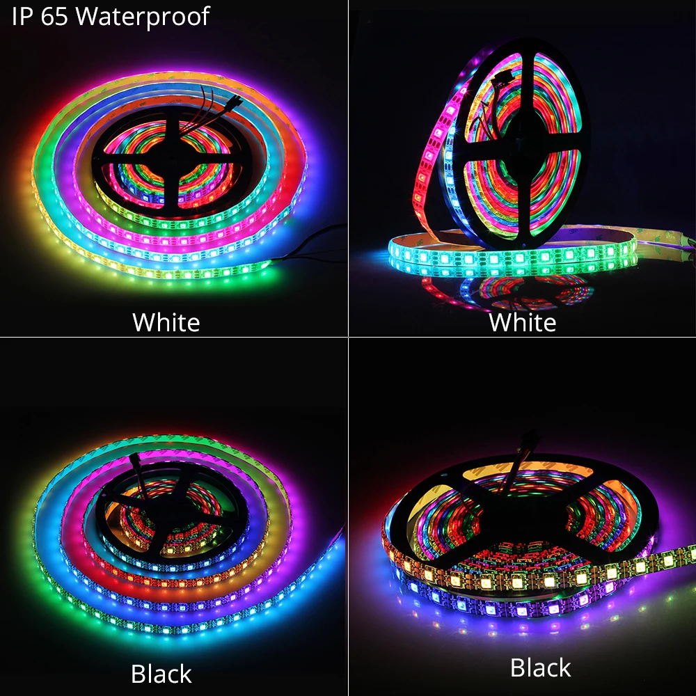 WS2812B rgb светодиодные полосы 1 м 60 светодиодов/M 2812 СИД IP30/IP65/IP67 Водонепроницаемый индивидуально адресуемые Smart WS2812 IC полосы света