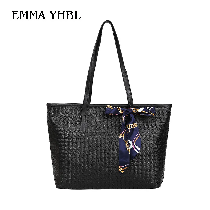 

EMMA YHBL Women's fashion versatile woven large capacity tote bag one-shoulder handbag simple large bag