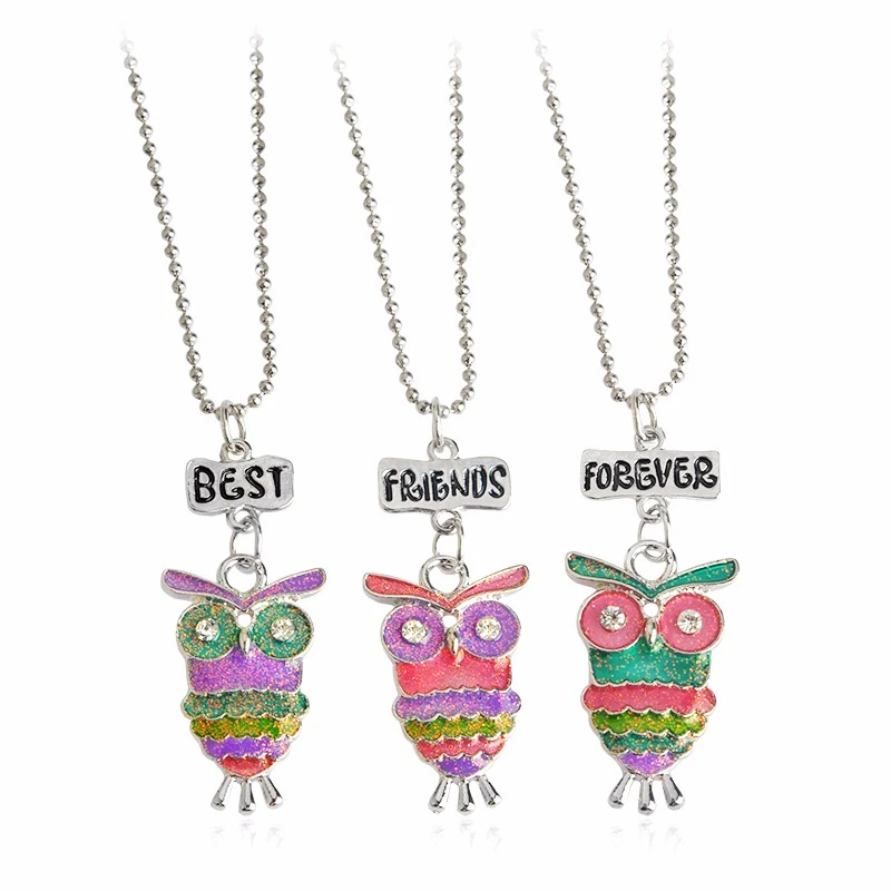 3ピース子供女の子かわいい動物フクロウペンダントベストフレンズフォーエバーネックレス友情のネックレスセットbff親友ジュエリー用女性 Best Friends Jewelry Jewelry For Womennecklace Friendship Aliexpress