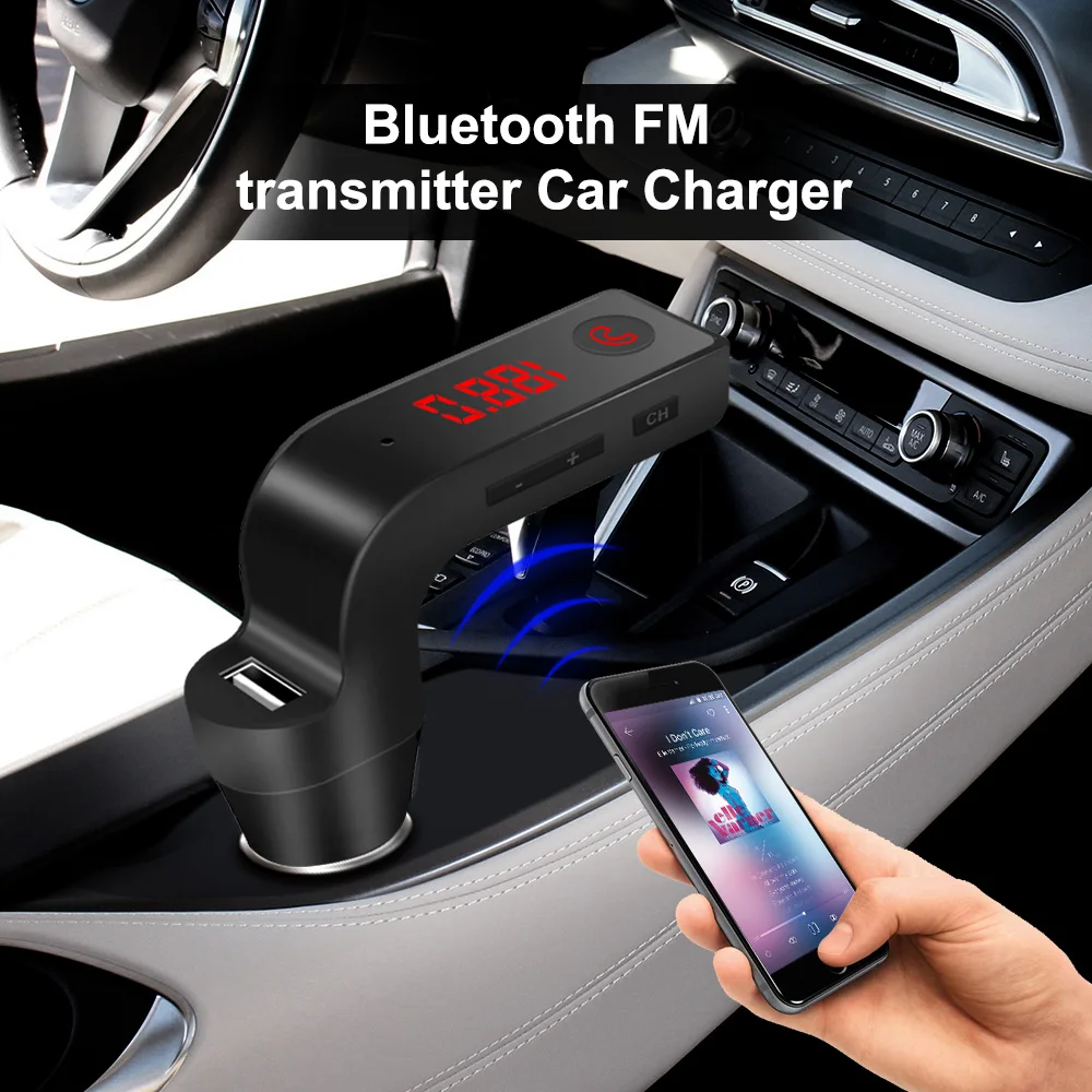 Wireless Car Bluetooth Aux Fm Transmitter Handsfree Bluetooth MP3 Audio Player FM Modulator Bluetooth Car Kit TF USB Charger New (7)
