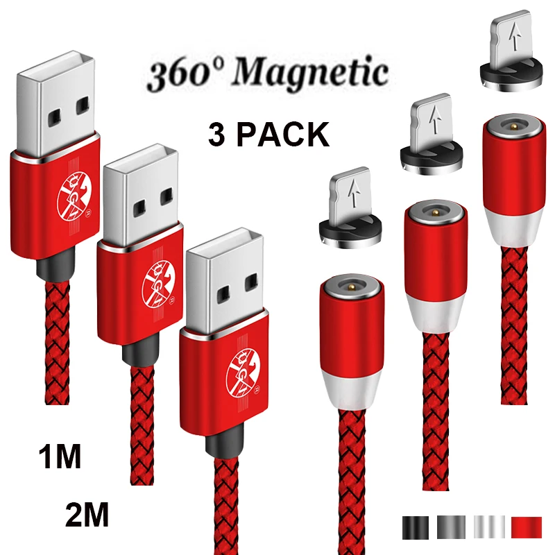 

UGI 1m 2m 3 Pack Fast Magnetic Charger Adapter Micro USB Charging Cable For iPhone 6 7 8 X XS XSMax For iPhone 5/5C/5S/SE