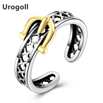 

Noble New 925 Sterling Silver Finger Ring Women Ring Adjustable Belt Buckle Retro Style Engagement Ring Jewelry Gift