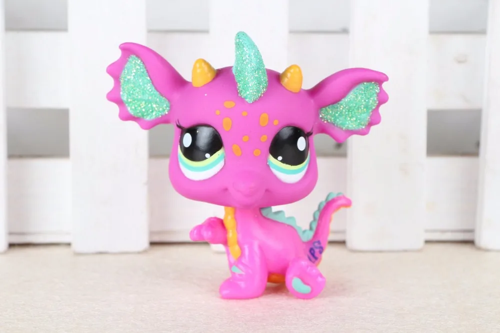 New pet Genuine Original LPS 2663 Pink Green Sparkle Dragon Yellow