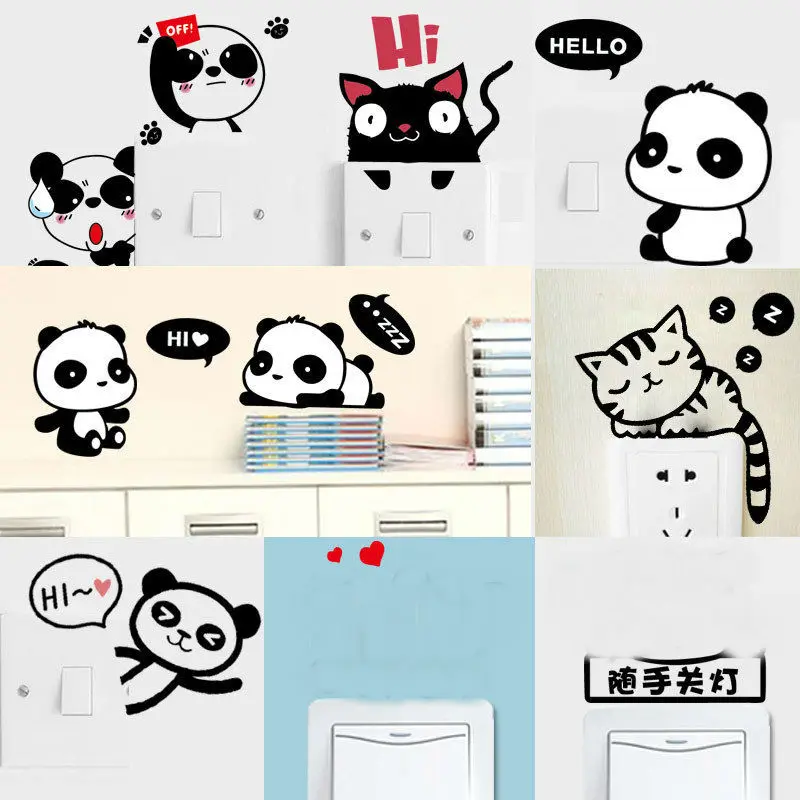 

DIY Funny Cute Light Panda Paper Switch Stickers Wall Stickers Home Decoration Bedroom Parlor Decoration Hot