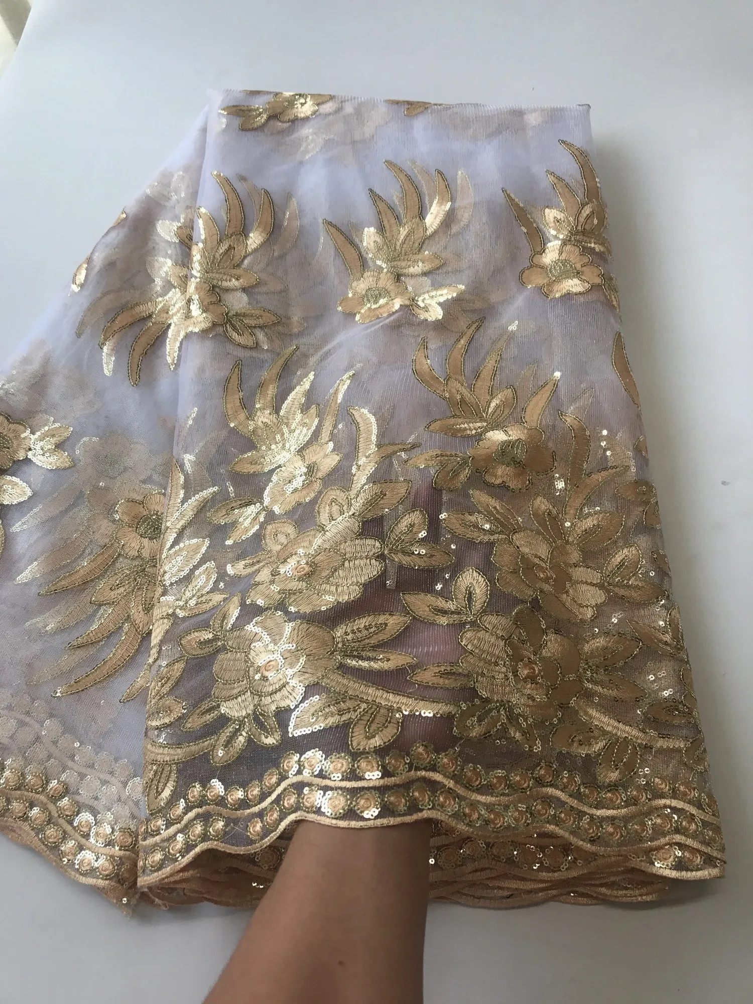 

Multi Color African George Lace Fabric With Sequin Lace Nigerian George Wrapper High Quality African Fabric For Dress B13