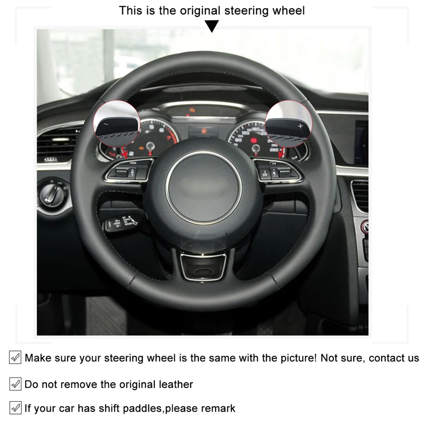 Черная замша красное кожаное рулевое колесо Крышка для Audi A1 8X A3 8V Sportback A4 B8 Avant A5 8T A6 C7 A7 G8 A8 D4 Q3 8U Q5 8R