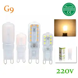 10x G9 светодиодный фонарик светодиодный лампы SMD 2835 3 W 5 W AC 220 V G9 початок с регулируемой яркостью света 360 Угол луча люстры огни замена