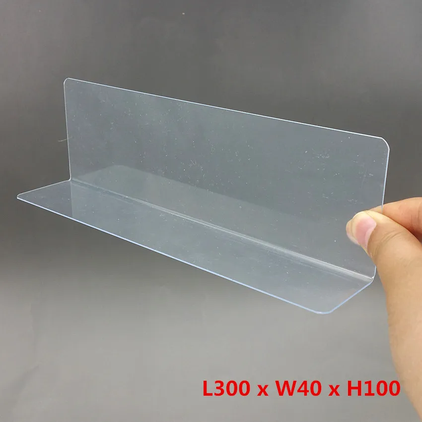 300x40x100mm Plastic PVC Thick 0.8mm Clear Storage Rack Shelf Dividers