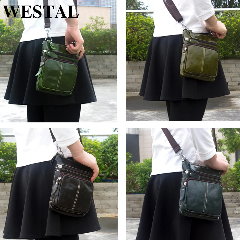 WESTAL النساء حقيبة السيدات جلد طبيعي المرأة حقيبة كتف الإناث Crossbody أكياس صغيرة رفرف عارضة البسيطة حقيبة ساع 701