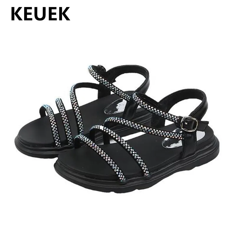 

New Children Shoes Student Sandals Rhinestone Princess Sweet Fashion Sandals Girls Baby Flat Beach Shoes Kids Summer 019