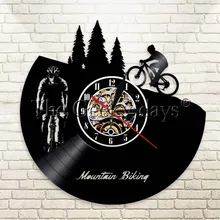 Reloj de pared de bicicleta de montaña de 1 pieza, decoración de pared clásica deportiva de motorista Freeride, disco de vinilo LP, reloj decorativo para bicicleta y ciclismo