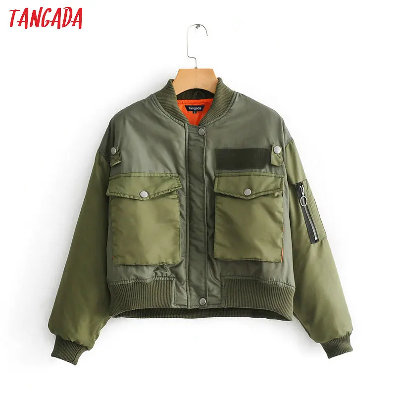 

Tangada fashion women winter short jacket button pockets stretch waist pocket casual style long sleeve chaquetas mujer QJ23