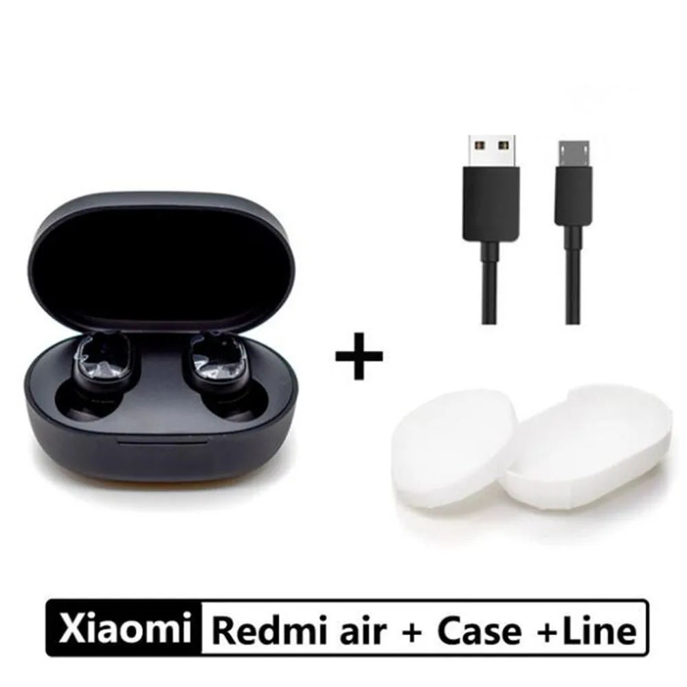 Оригинальные Xiaomi Redmi Airdots TWS Bluetooth 5,0 наушники беспроводные активные шумоподавления с микрофоном Handsfree AI управление - Цвет: add case and cable