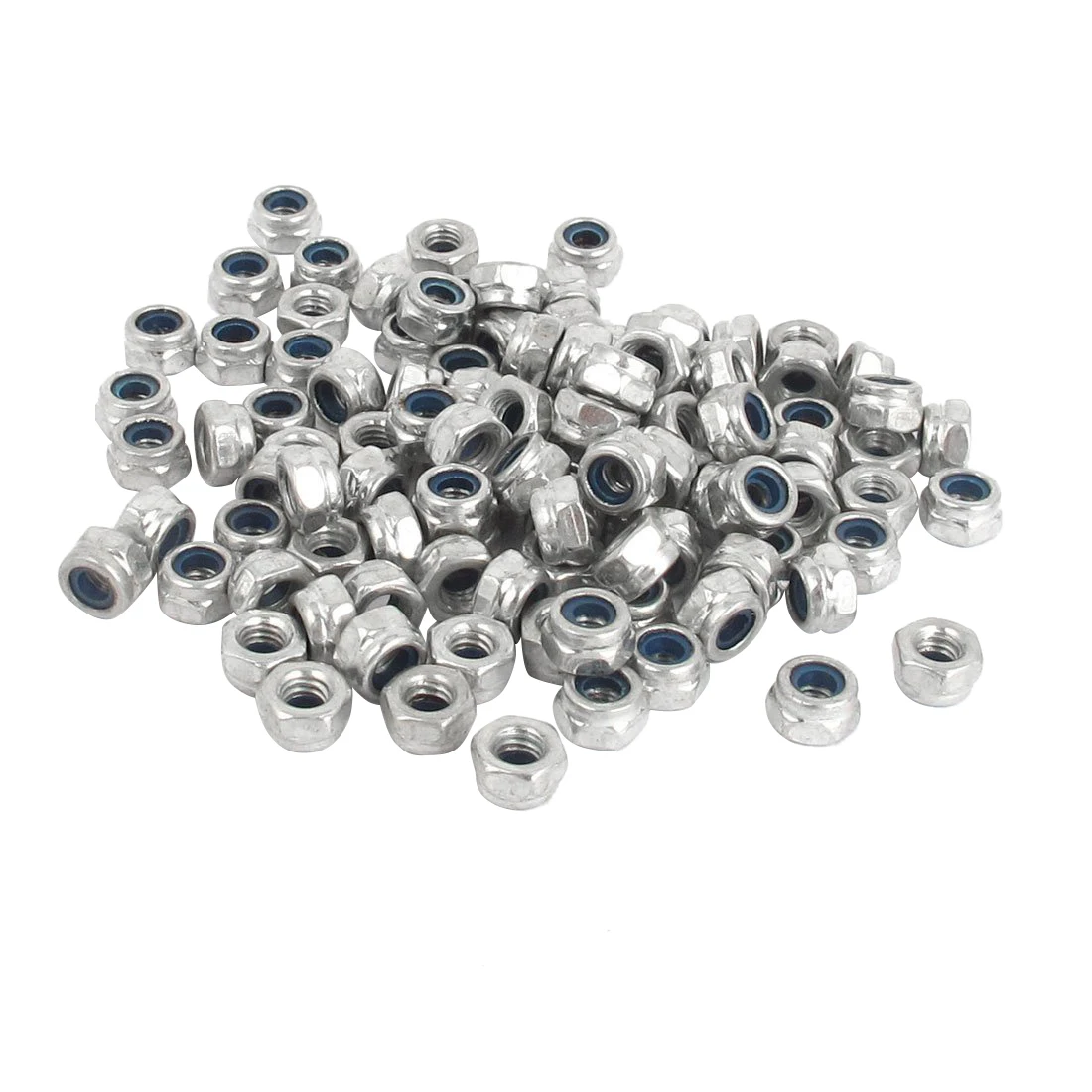 

M4x0.7mm Zinc Plated Nylon Insert Hex Lock Nuts Silver Tone 100pcs