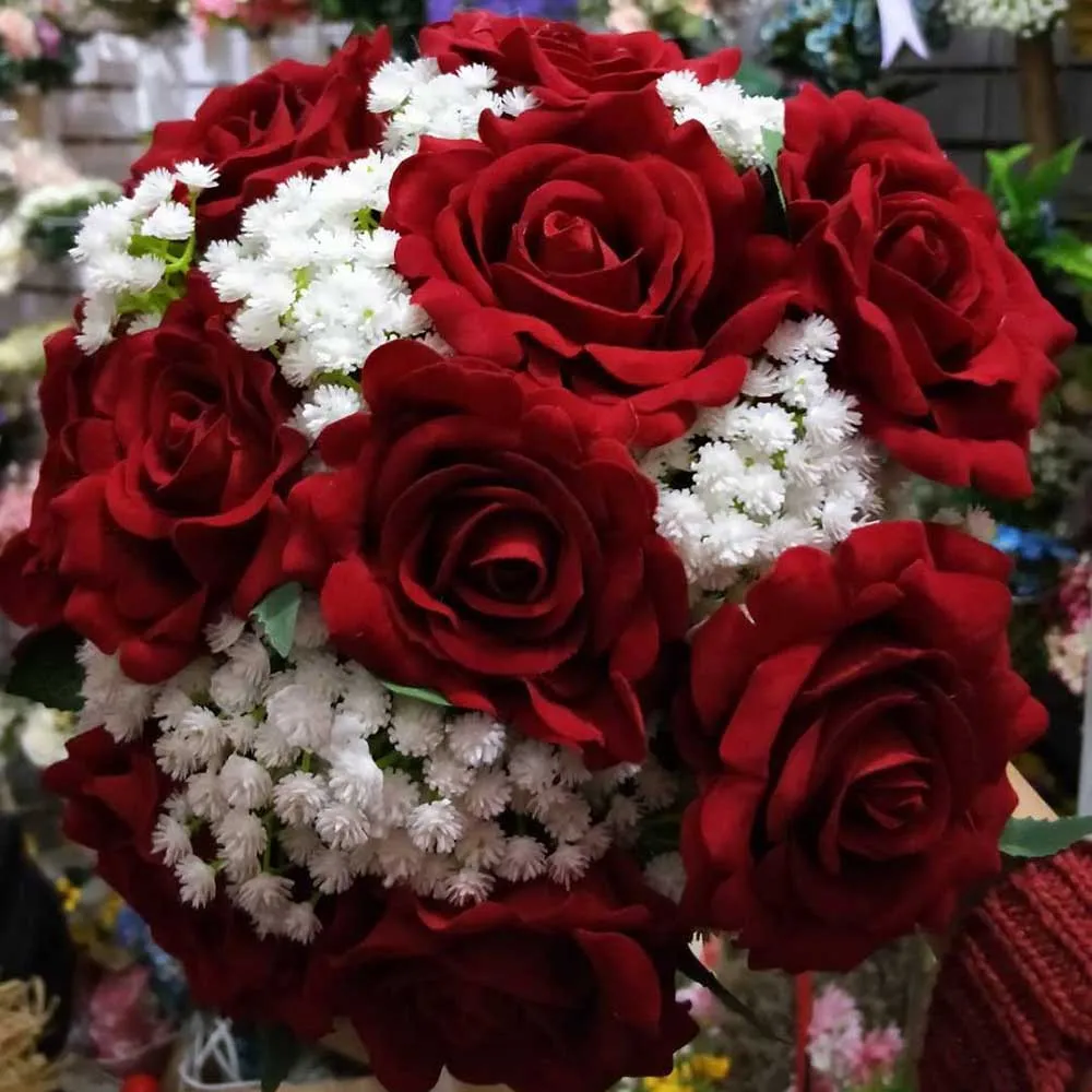2907 30 De Réduction2019 Images Réelles Artificielle Rose Rouge Bouquet De Mariage Beaux Accessoires De Mariage Fleurs De Mariage Bouquets De
