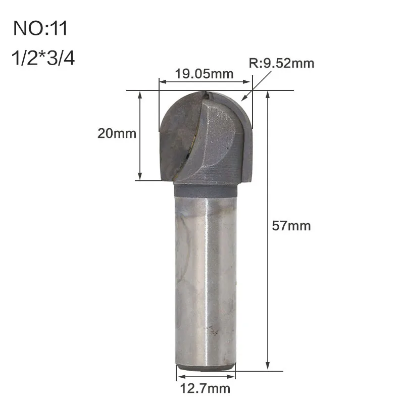 1 шт. 1/" 1/2 Концевая фреза ЧПУ карбидная заканчивающаяся мельницей инструмент длинное лезвие круглый нос бит керновый ящик для вырезания гребней и Пазов-дальней досягаемости - Длина режущей кромки: NO11