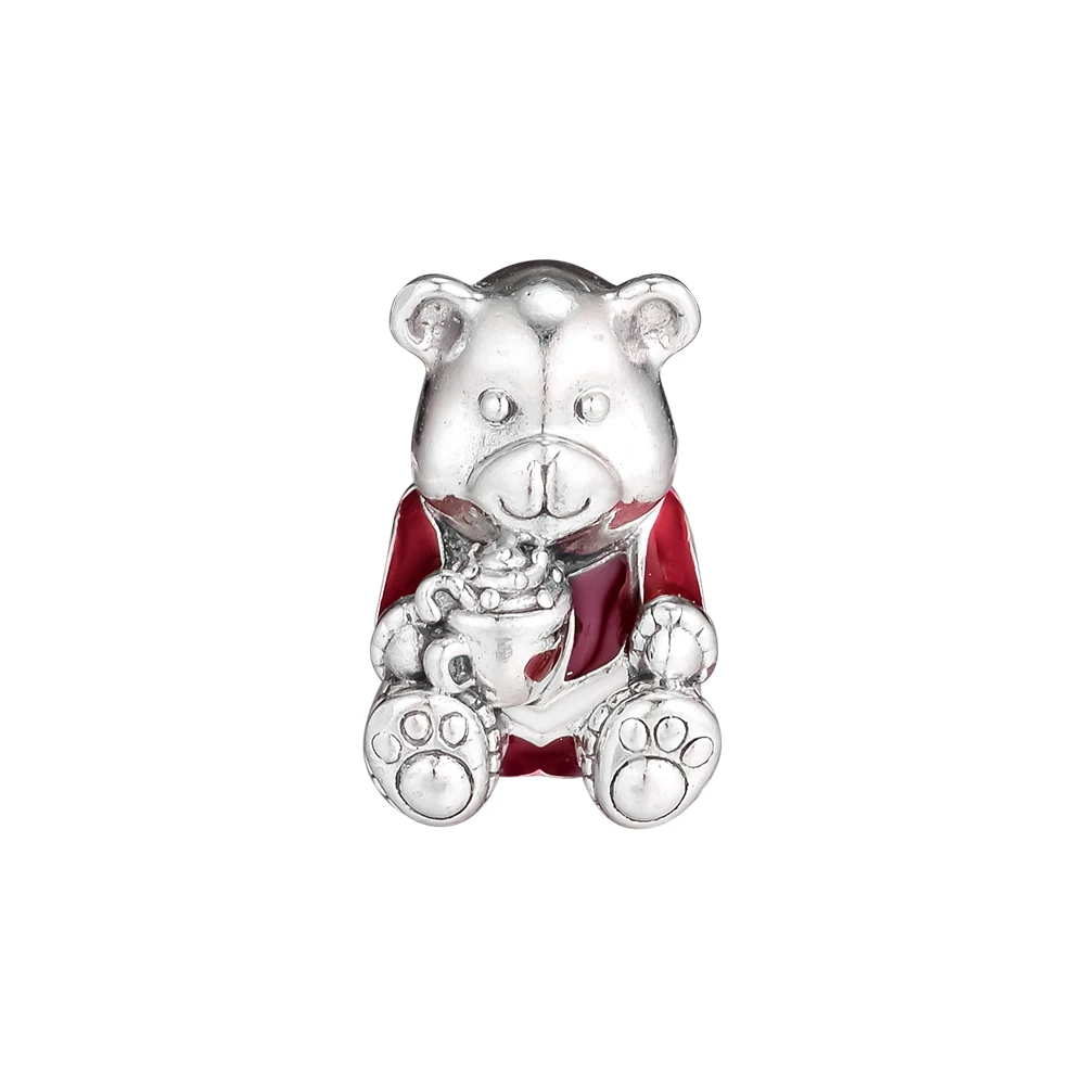 

100% 925 Sterling Silver Christmas Bear Charm Fit for Brand Bracelet Charm For Women Making Jewelry Christmas Gift