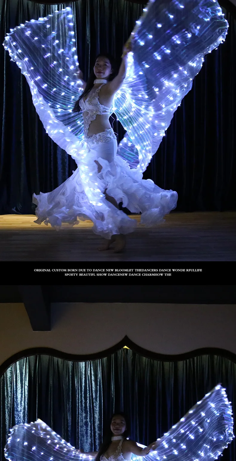 Ruoru 382 шт. светодиодный s split светодиодный Wings Isis женский реквизит для танца живота 360 градусов светодиодный блестящие крылья для танцев для девочек с палочками