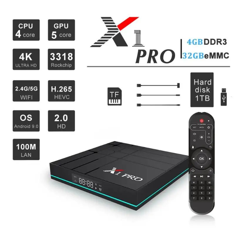 ALLOYSEED X1 Pro tv Box 4G+ 32G Android 9,0 RK3318 четырехъядерный 2,4G/5G двухдиапазонный Wifi 802,11 a/b/g/n телеприставка