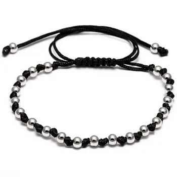 

12pcs Famous Brand men bracelet 4mm Round Bead Braiding Men Macrame Bracelet