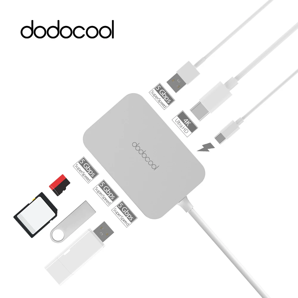 Prix pour Dodocool 7-en-1 USB-C USB C Hub avec Type C La Livraison de Puissance 4 K vidéo hd sd/tf lecteur de carte usb hub pour macbook pro type-c hub Prix pour Dodocool 7-en-1 USB-C USB C Hub avec Type C La Livraison de Puissance 4 K vidéo hd sd/tf lecteur de carte usb hub pour macbook pro type-c hub