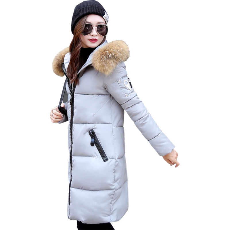 Winter jacket new Korean women cotton Long Hooded Slim padded jackets ...