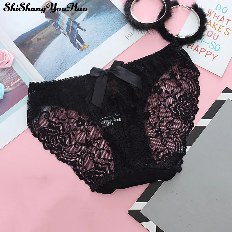

204 Sexy Lace Panties Women Black Sexy Lace Briefs Women Panties Cotton Seamless Ropa Interior Mujer Culotte Femme