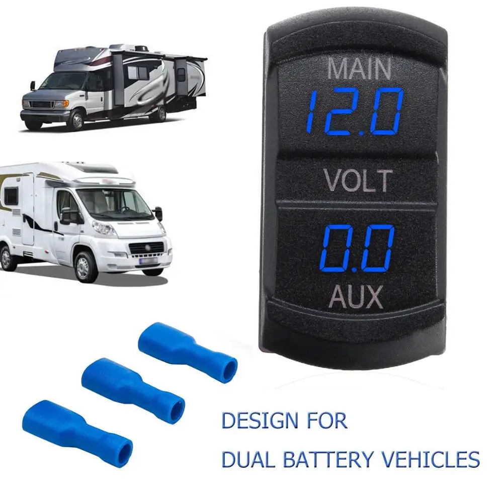 

12-24V Blue LED Dual Voltmeter Voltage Gauge Battery Monitor Panel For Caravan Boat